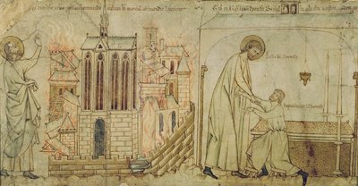 St. Eligius saving the Church of St. Martial from fire and curing a crippled man in the Church of St. Denis, from 